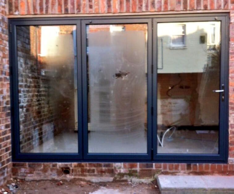 Grey Aluminium Bi Folding Doors, Chorlton The Window Company