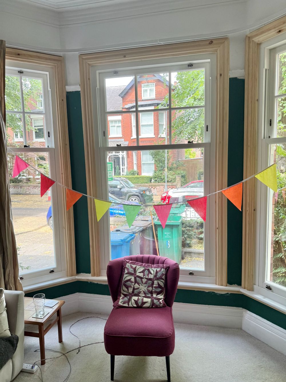 Interior bay with new sash windows and timber architraves in a Chorlton period home